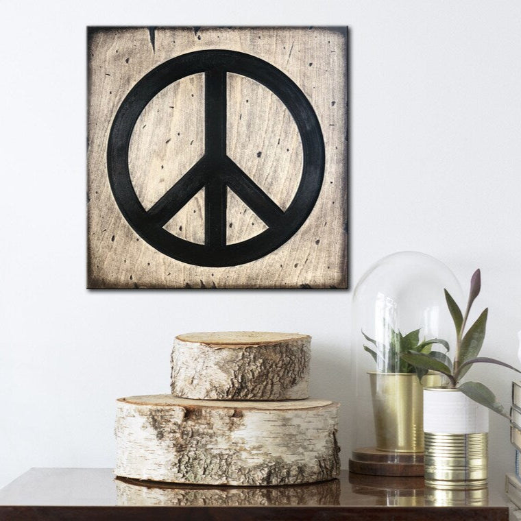 WOOD PEACE SYMBOL 11.8"x11.8"