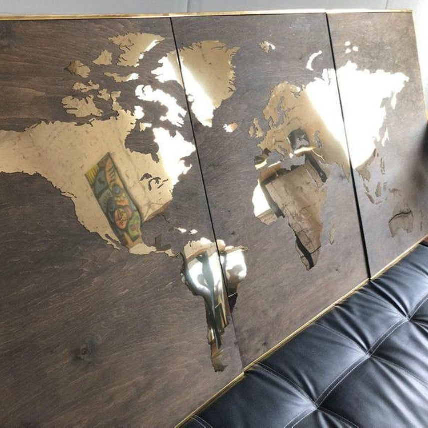 METAL WORLD MAP 3p: 27.2"x48.3"