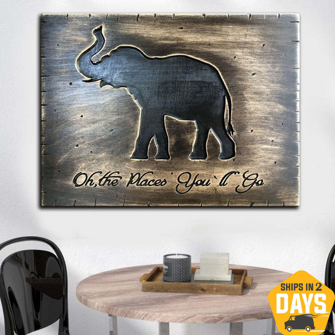 WOODEN ELEPHANT SIGN 11.8"x15.7"