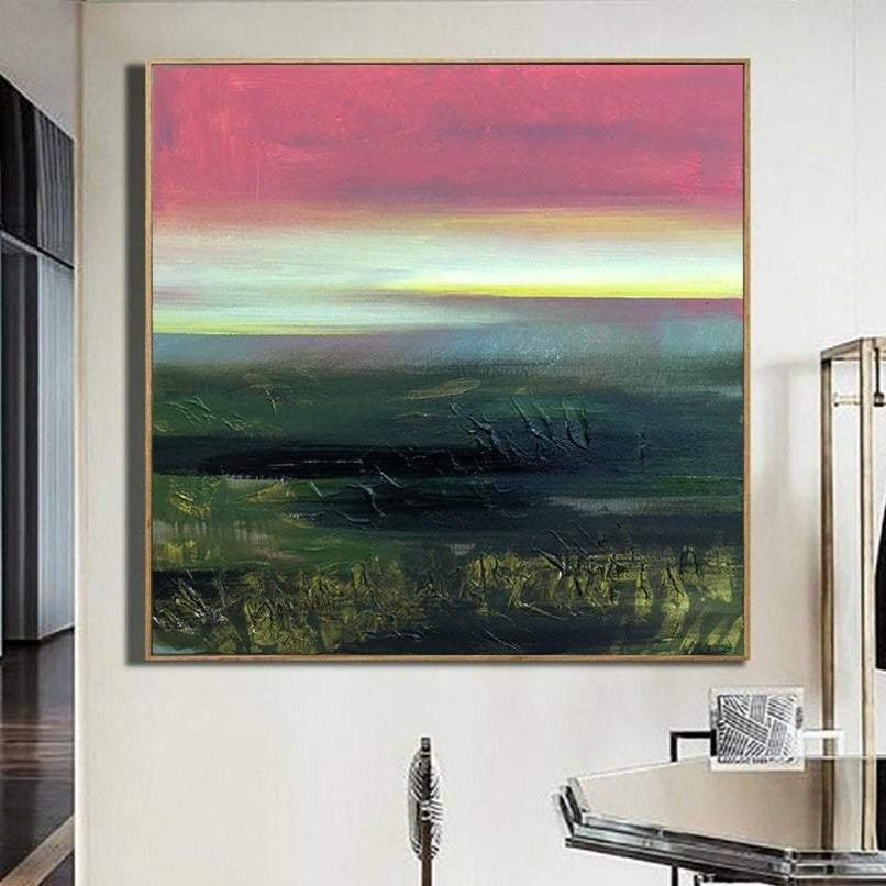 Cusom order for stretched with black gold frame painting in size 60x60" for Esther