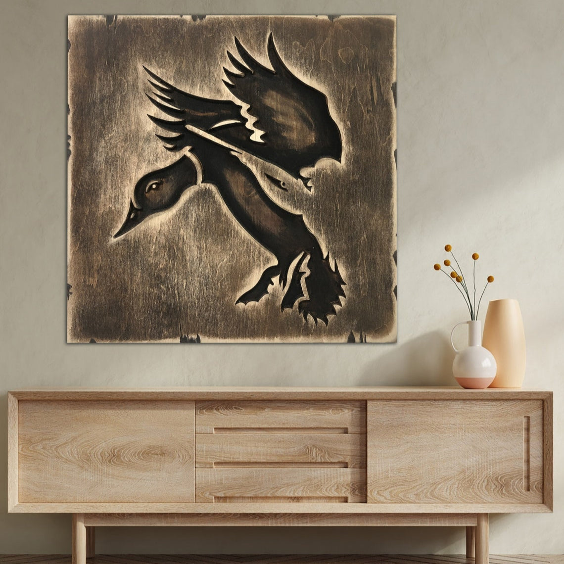 DUCK WOOD SIGN 17.7"x17.7"