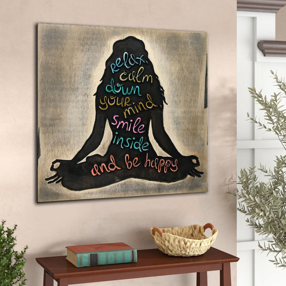 WOODEN YOGA SYMBOL 18.1"x18.1"