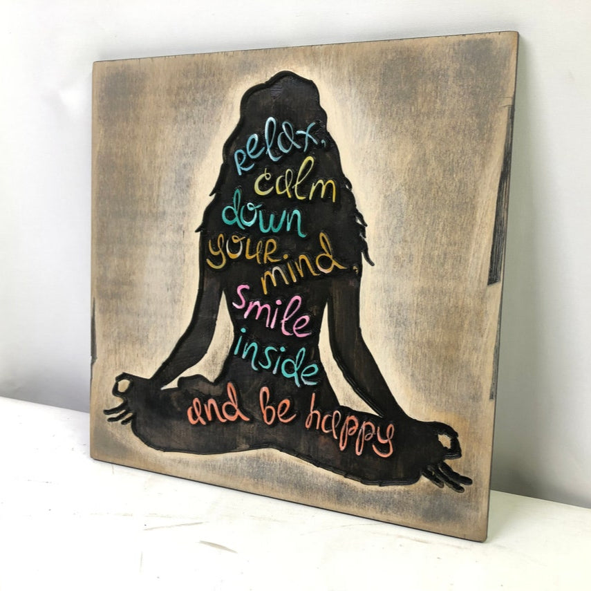 WOODEN YOGA SYMBOL 18.1"x18.1"