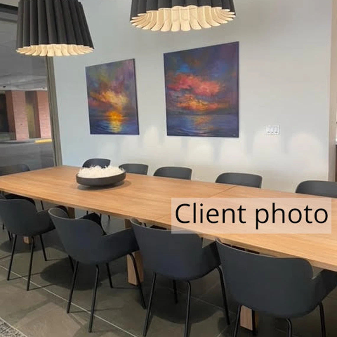 Abstract painting acrylic modern SUNSET OVER THE OCEAN