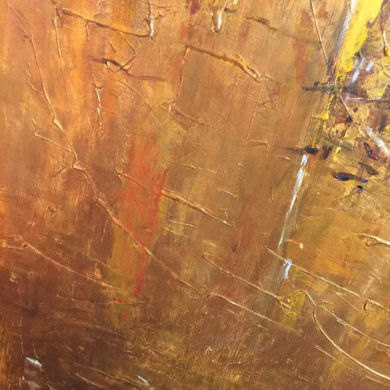Original abstract textured tryplich art GOLD RUSH