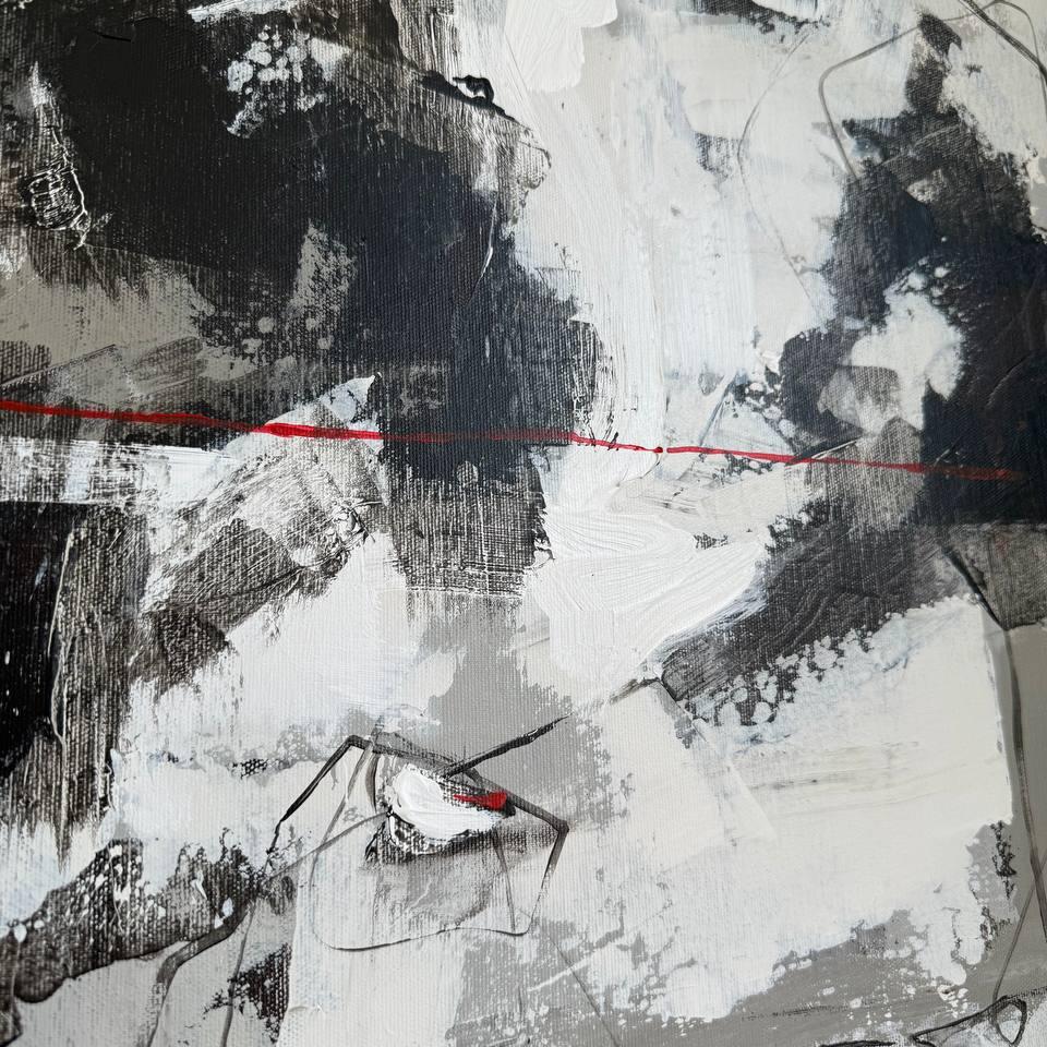 Modern black and white painting GRAYSCALE CHAOS