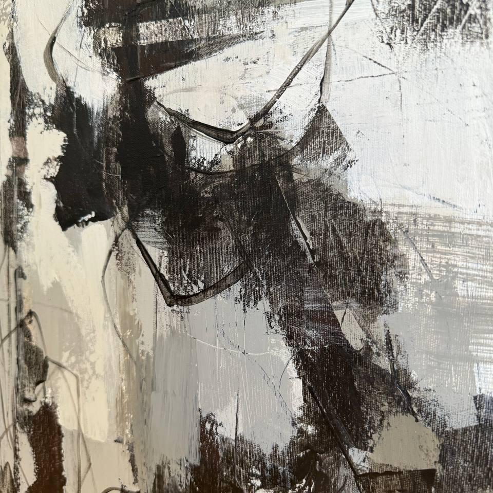 Modern black and white painting GRAYSCALE CHAOS