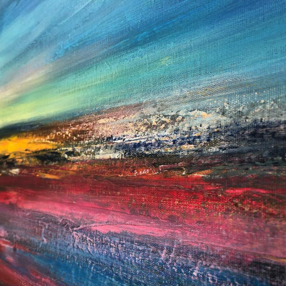 Abstract sunset painting acrylic COLORFUL SUNSET