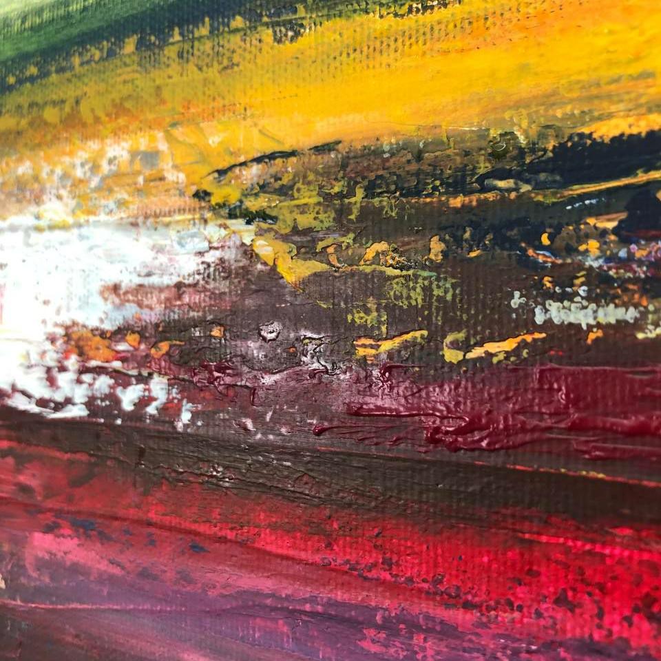 Abstract sunset painting acrylic COLORFUL SUNSET