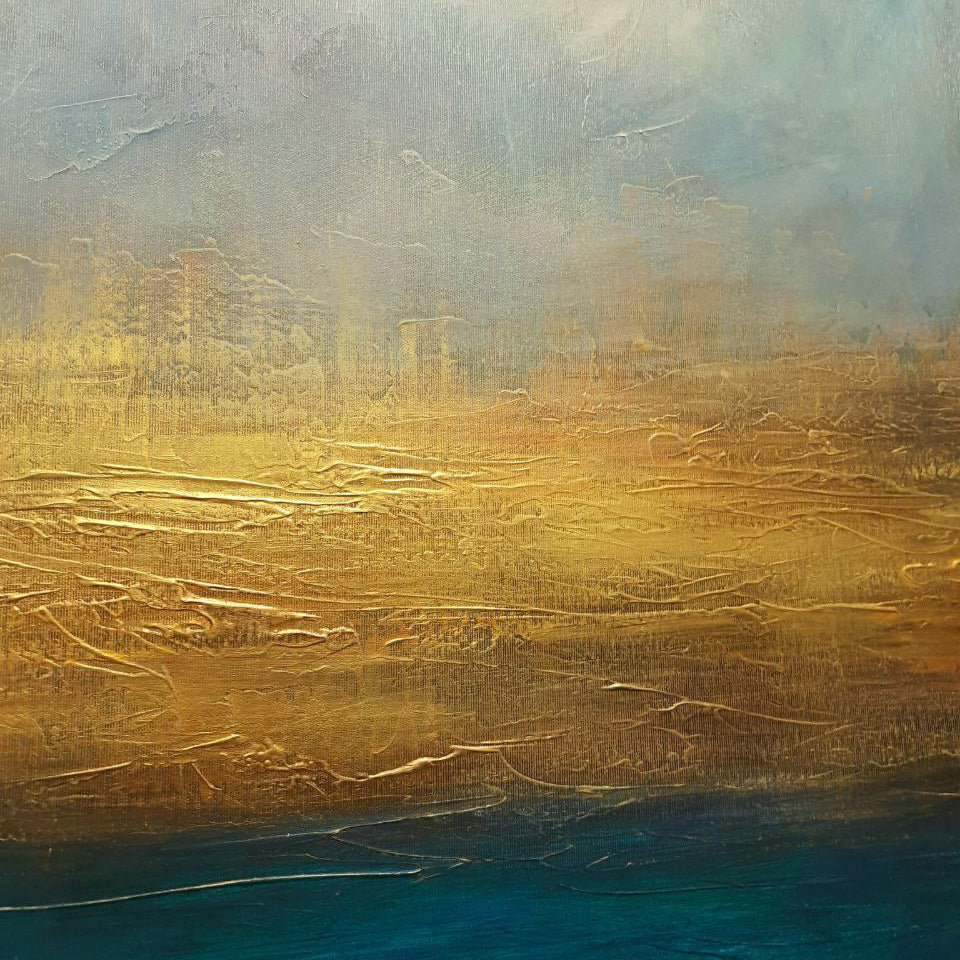 Modern vertical abstract painting WATERSCAPE