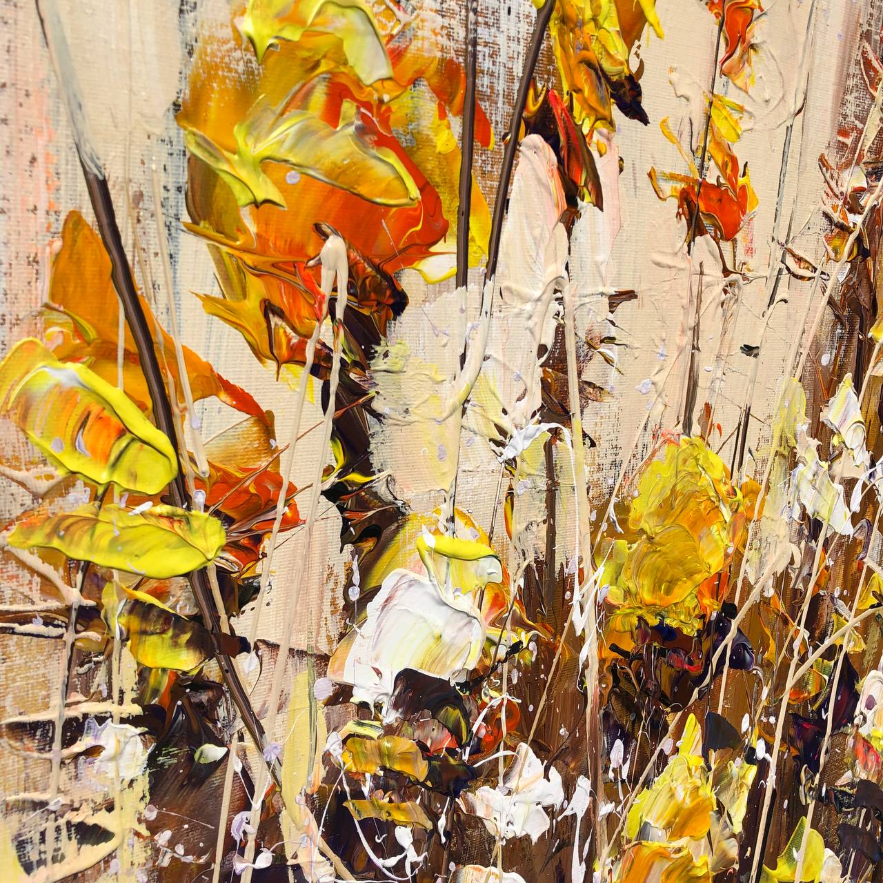 GOLDEN FLOWERS 32"x24"