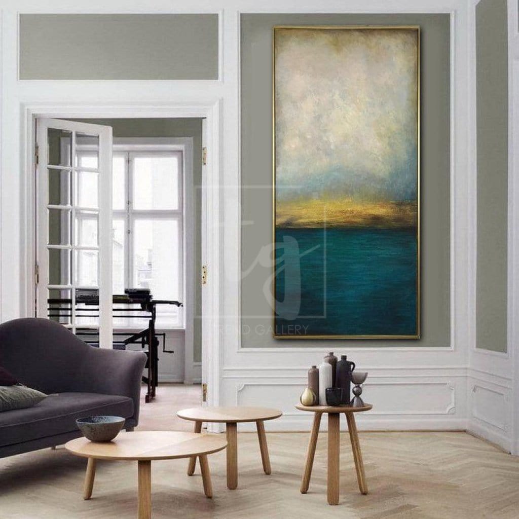 Modern vertical abstract painting WATERSCAPE