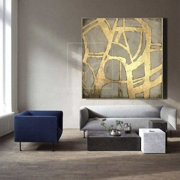 Golden line abstract modern art GOLDED GATE