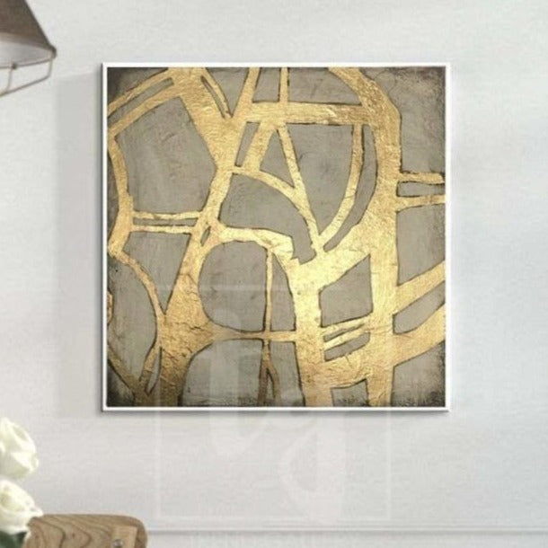 Golden line abstract modern art GOLDED GATE Unstretched