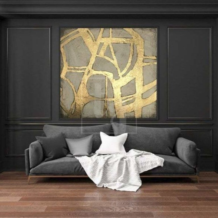 Golden line abstract modern art GOLDED GATE