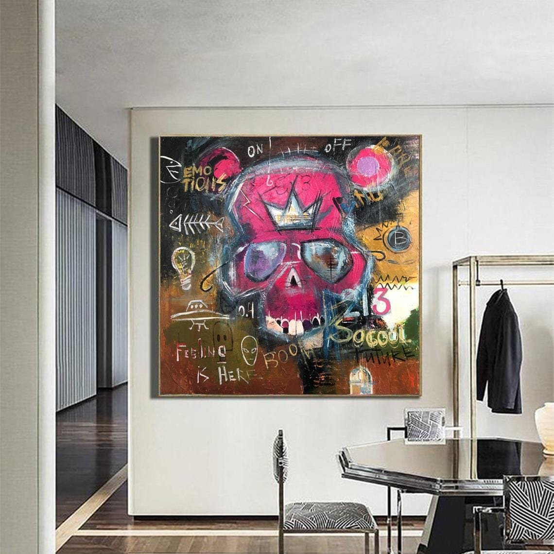 Abstract contemporary graffiti style art SKULL
