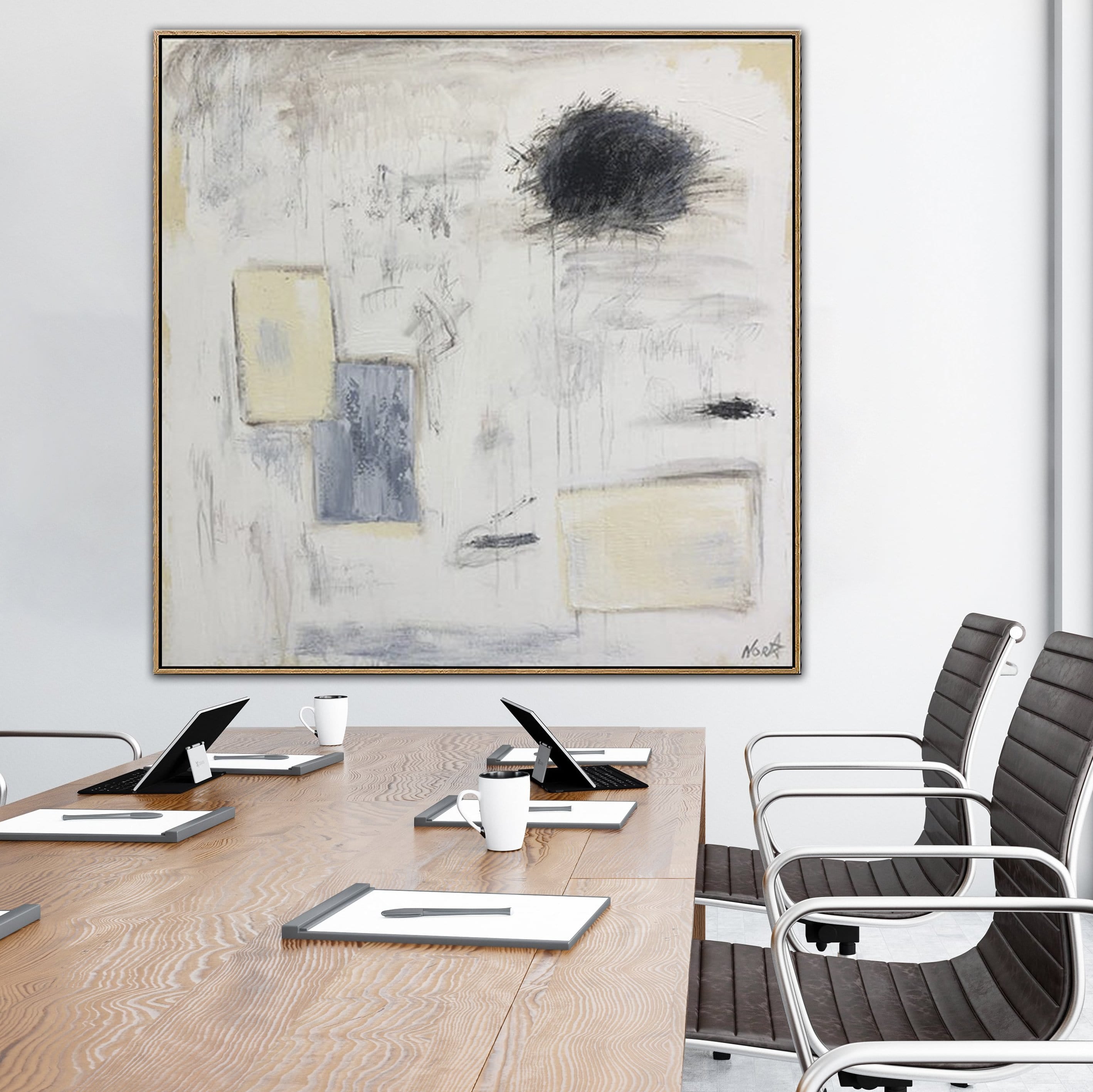 Neutral tones modern oil painting BLURRED LINES