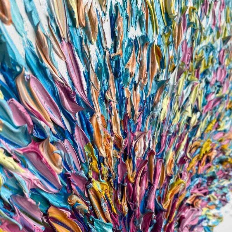 Impasto art painting acrylic TREE OF HAPPINESS