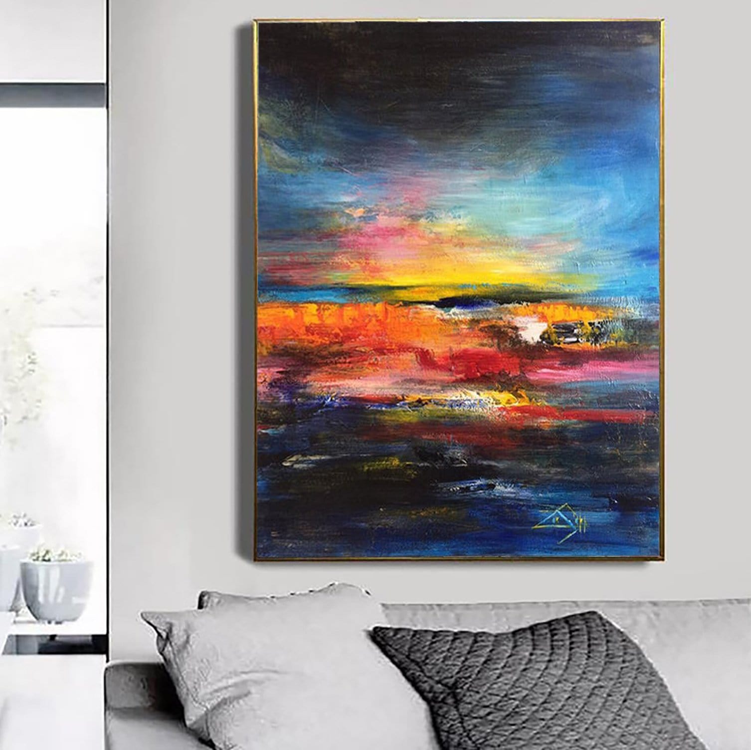 Abstract colorful landscape painting COLORFUL SUNSET