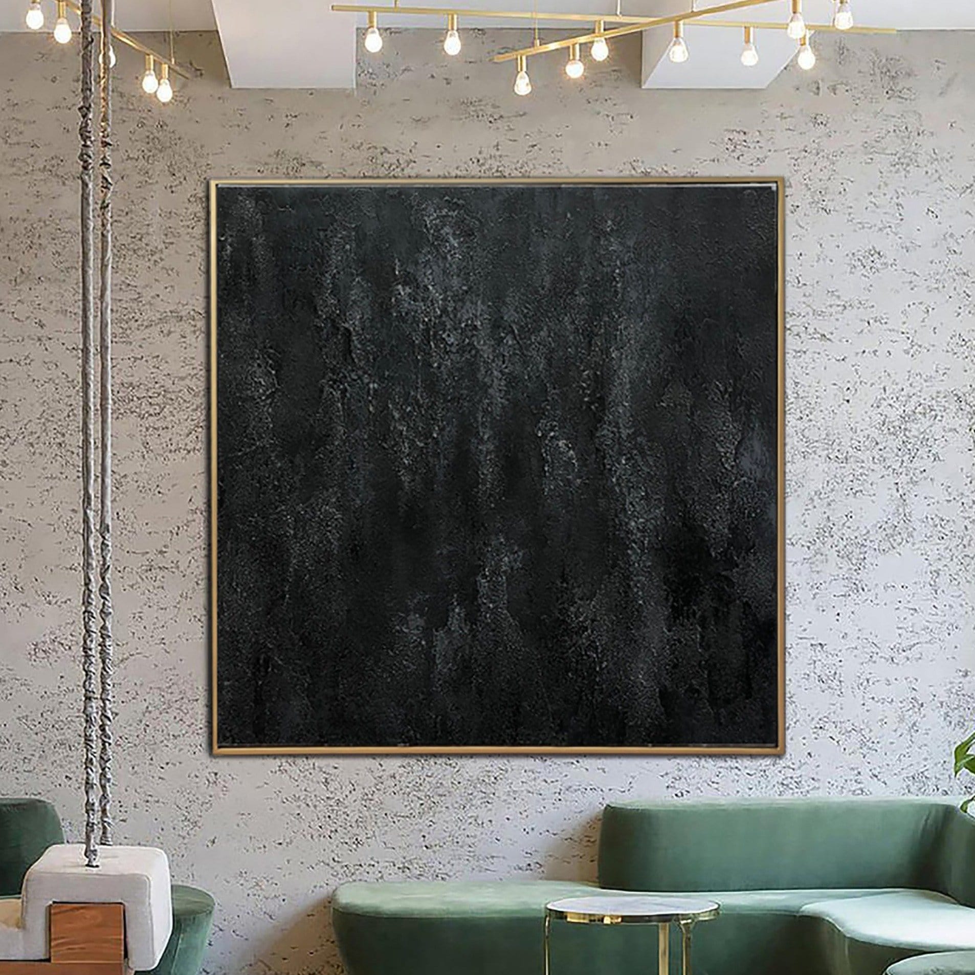 Abstract black heavy textured art TOTAL BLACK