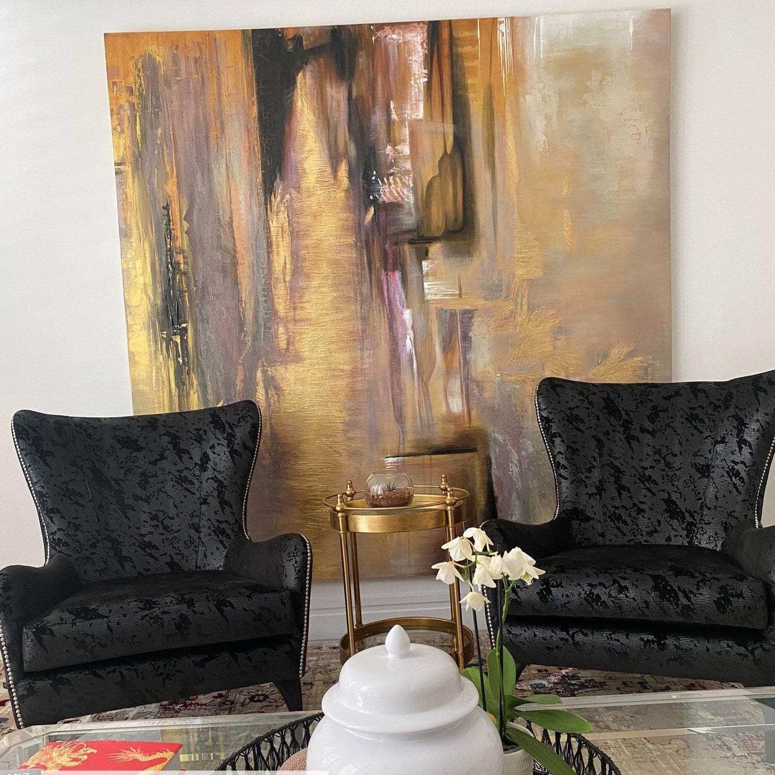 Brown tones paintings with golen accents RADIANCE OF ETERNITY