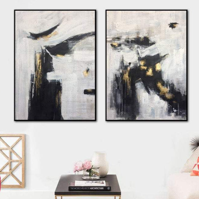 Contemporary black and white abstract art WINTER SECRET