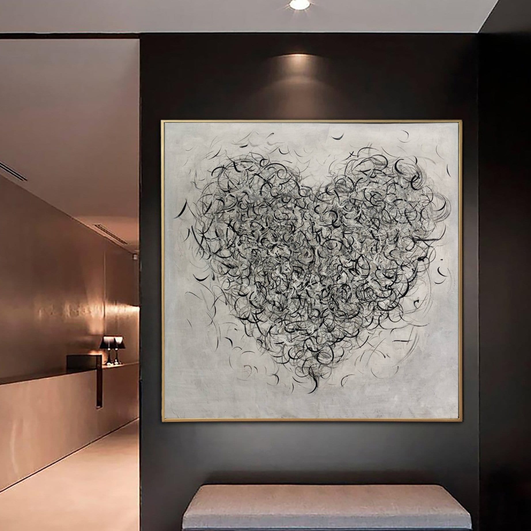 Romantic abstract painting BLACK HEART