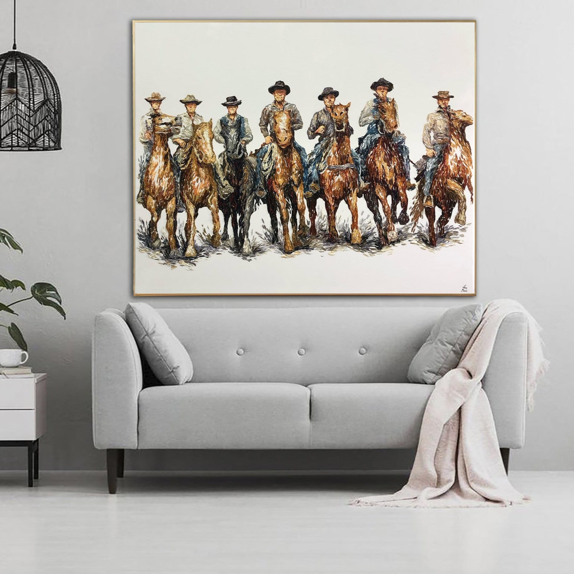 Rich textured colorful wall art COWBOY'S WALK