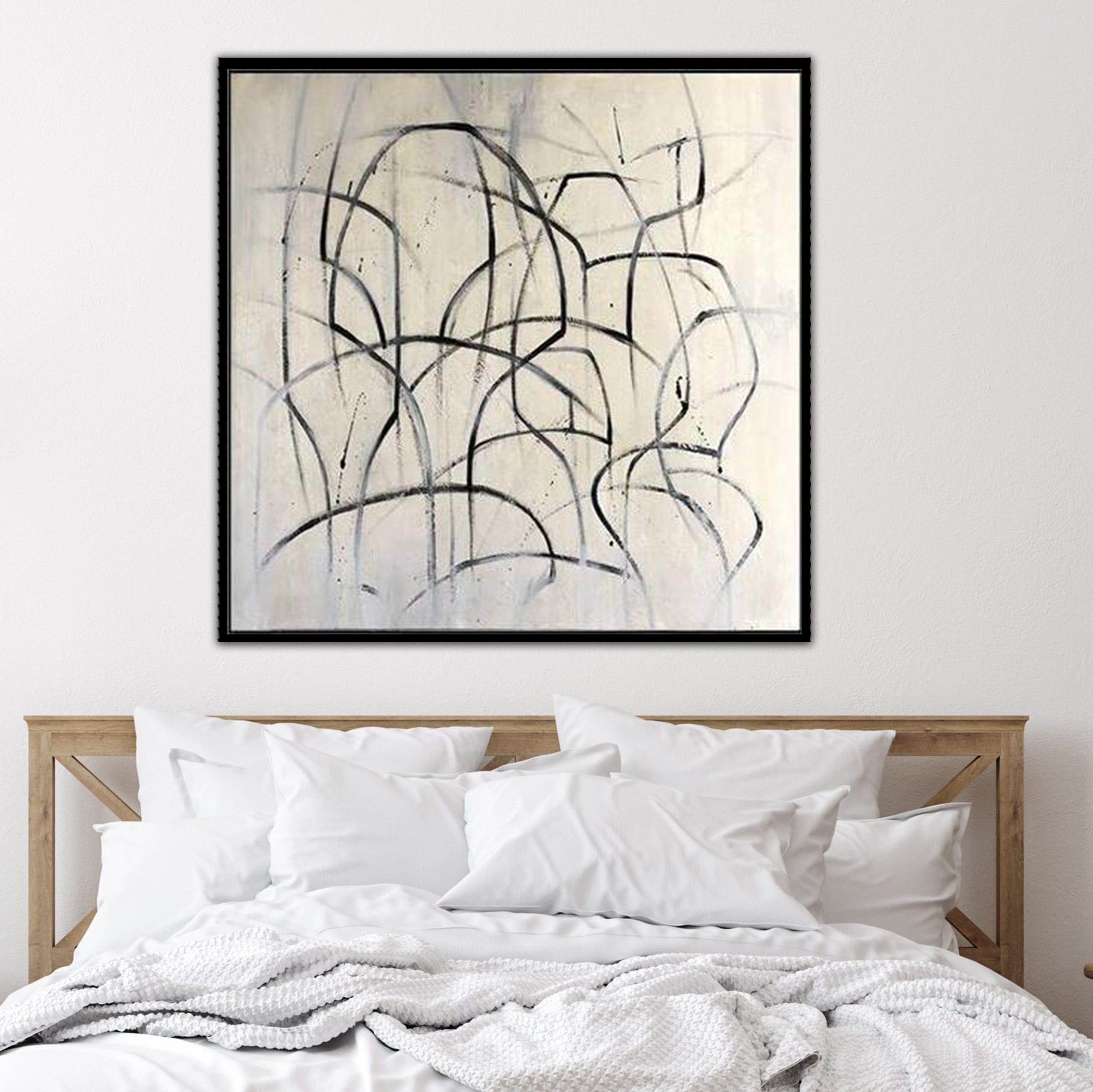 Monochrome textured abstract painting BLACK GRASS