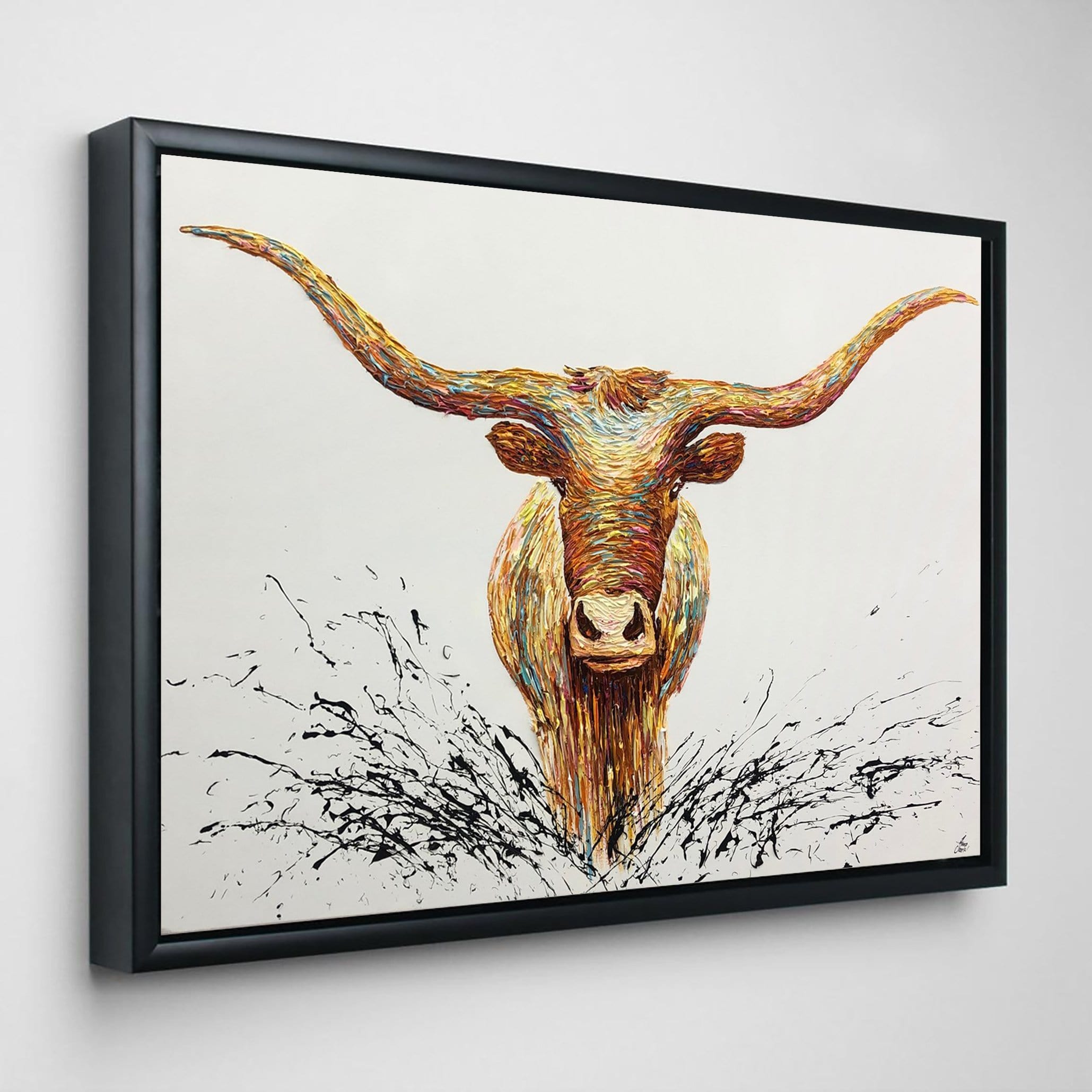 Colorful abstract animal painting LONGHORN BUFFALO