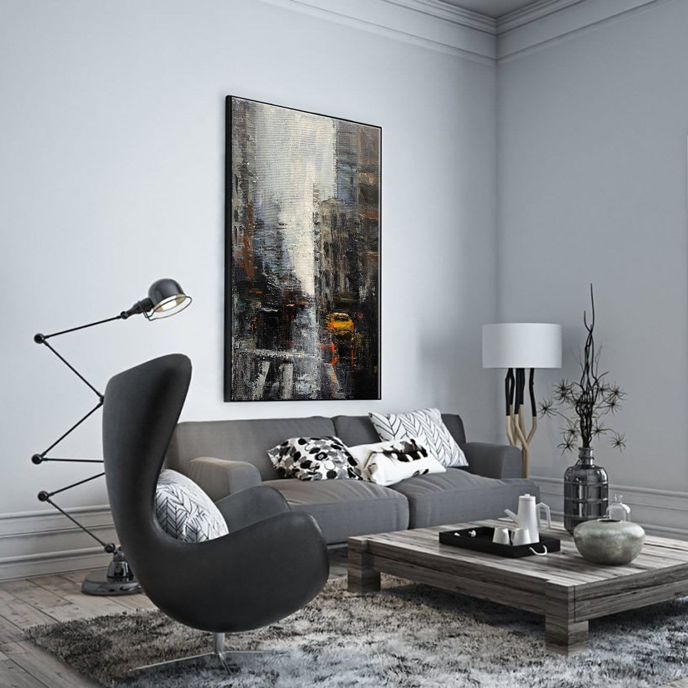 Abstract city vertical painting STREETS OF NEW YORK