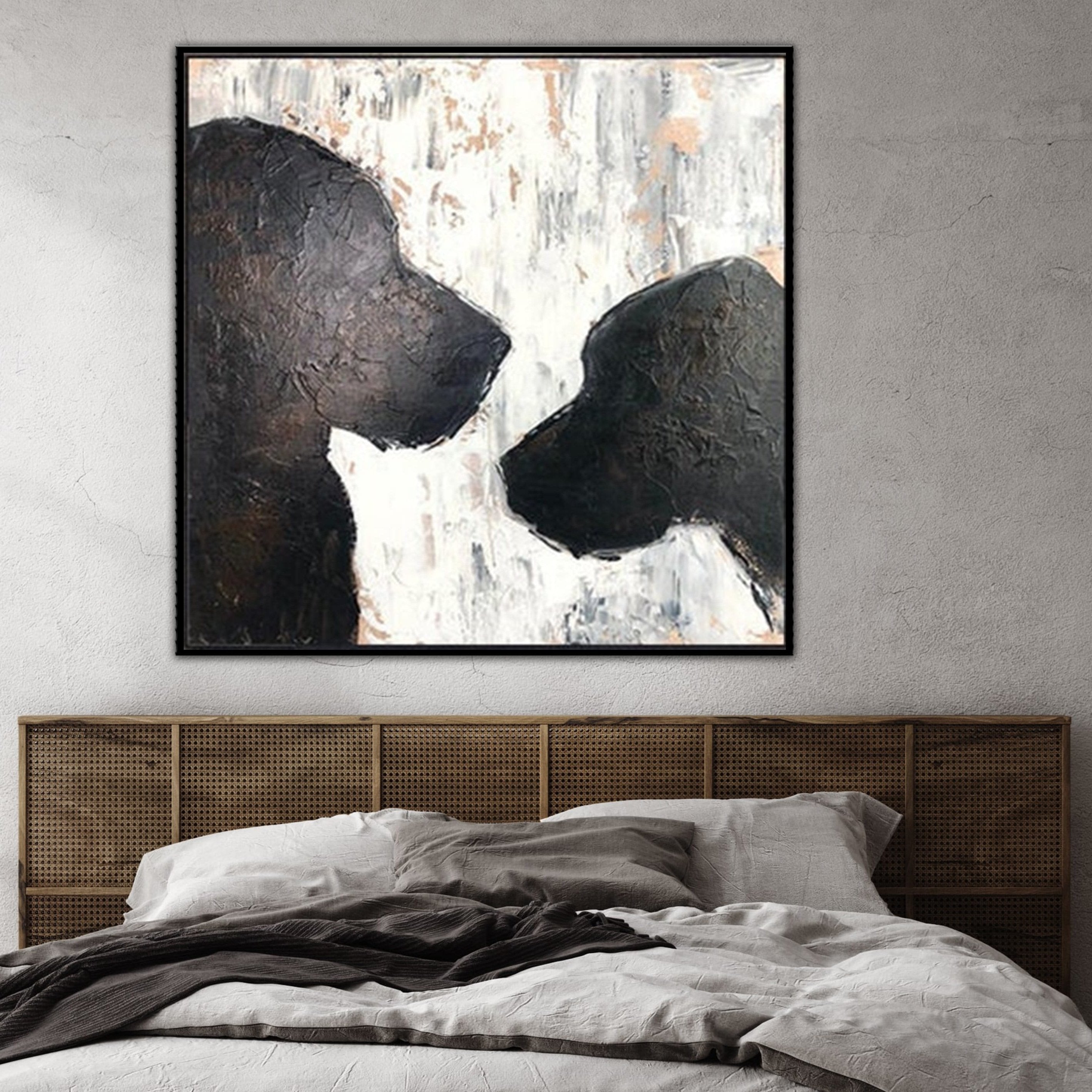 Abstract dogs textured painting LOVE DOG