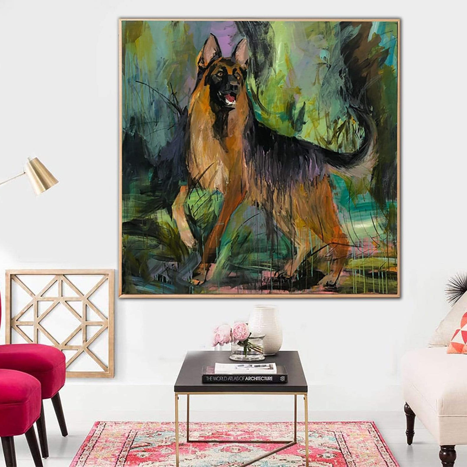 SHEPHERD ON A WALK 50"x50"