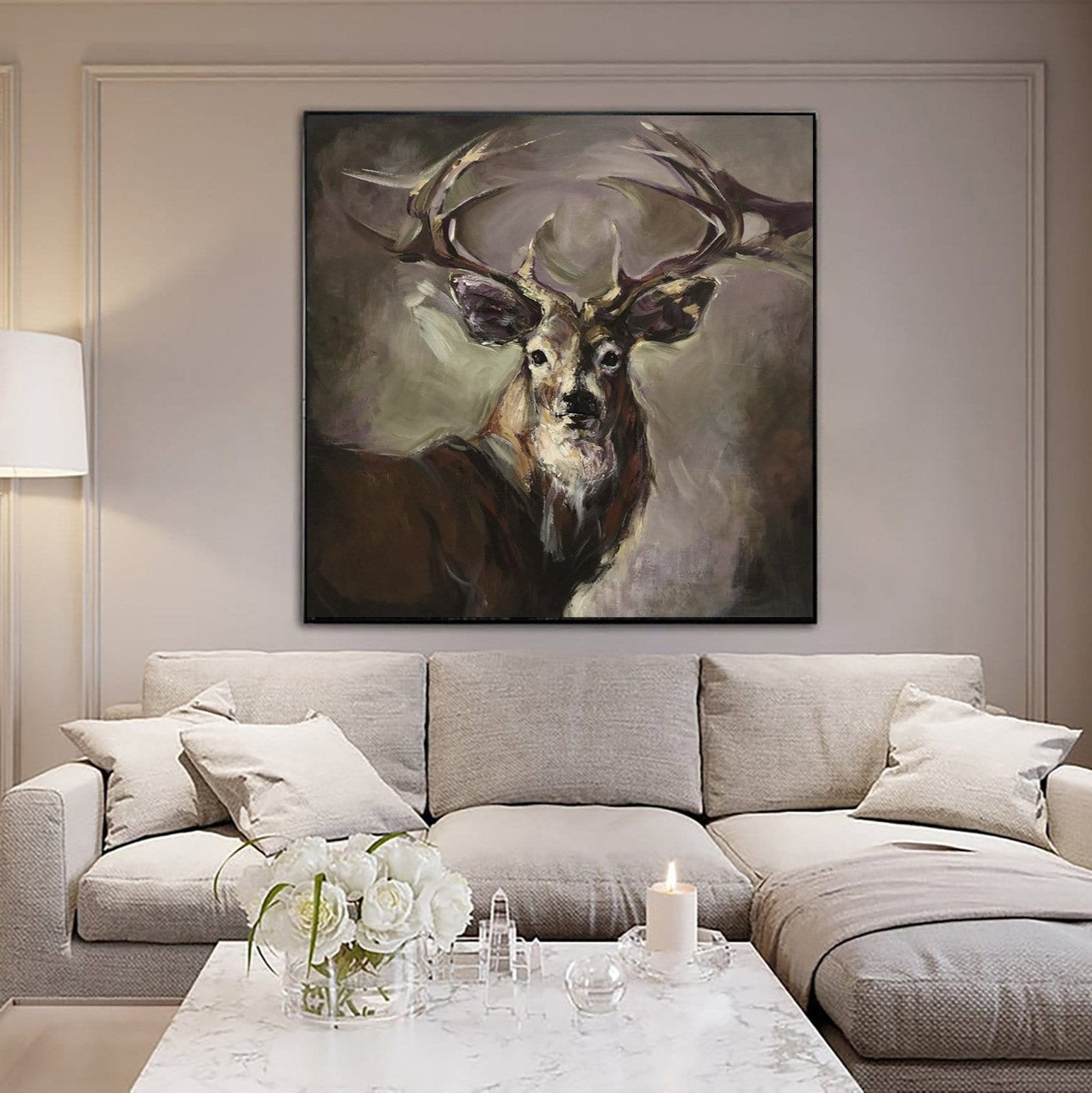 PROUD DEER Acrylic, Oil Painting on Canvas Sold to Carrie on January 2025 in size 40"x40"