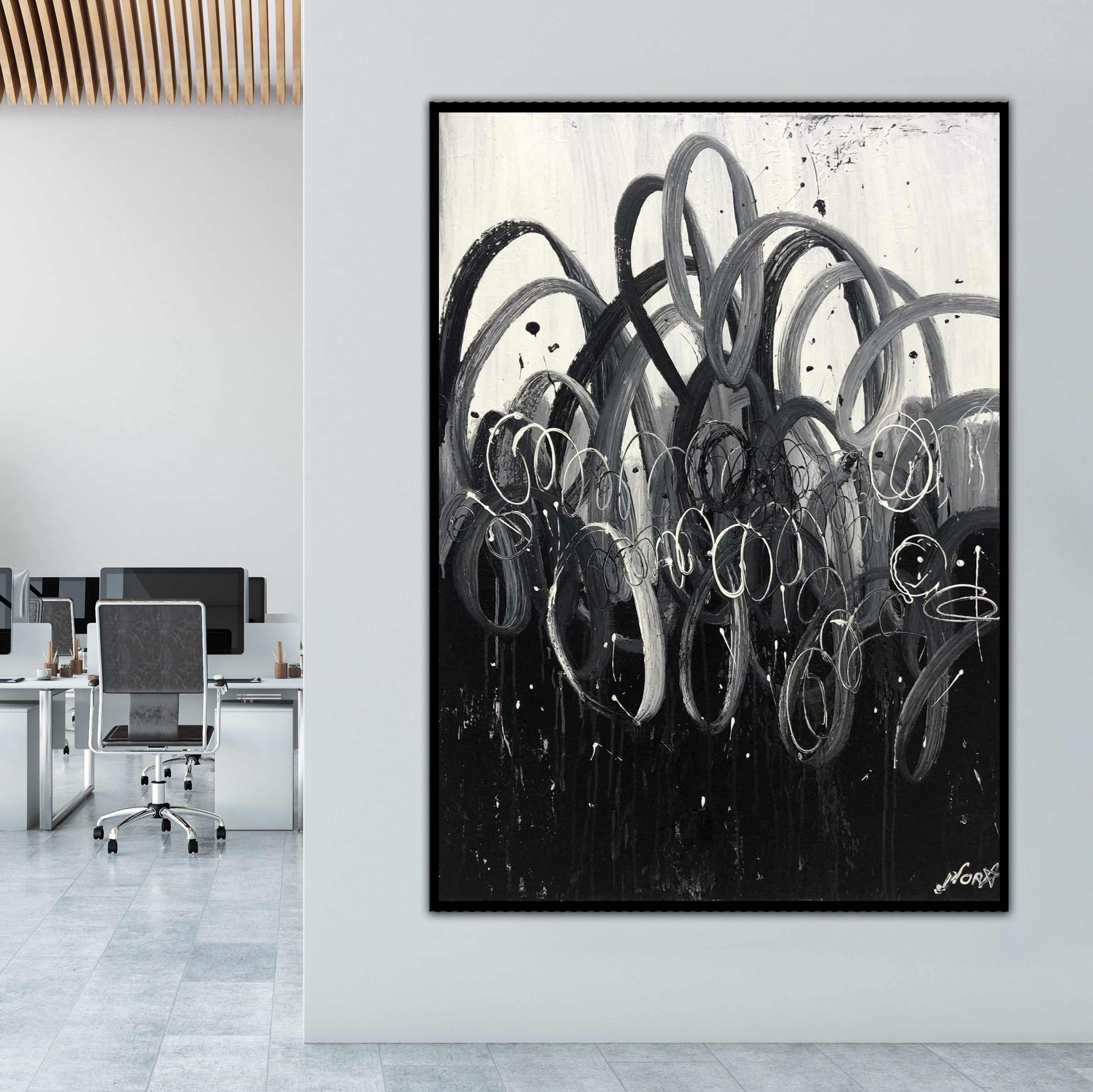 Black modern wall art BOILING NIGHT