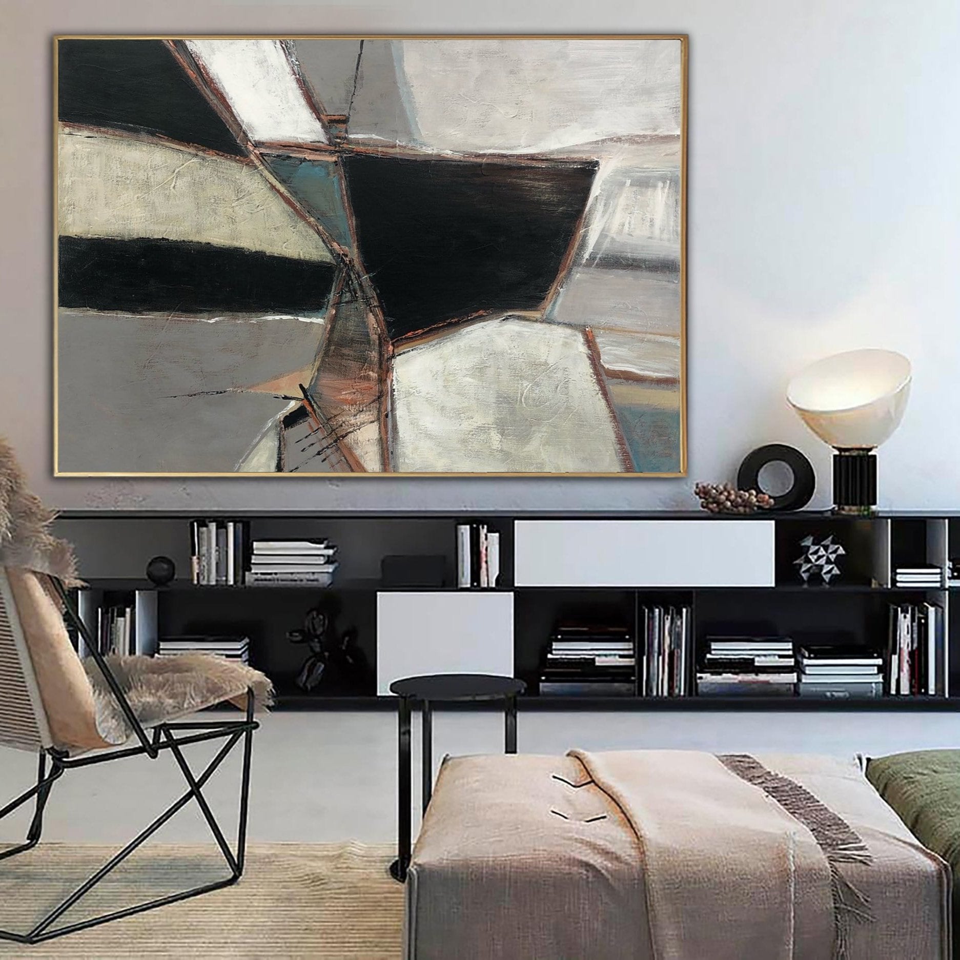 Abstract neutral lines wall art SNAKE SCALES