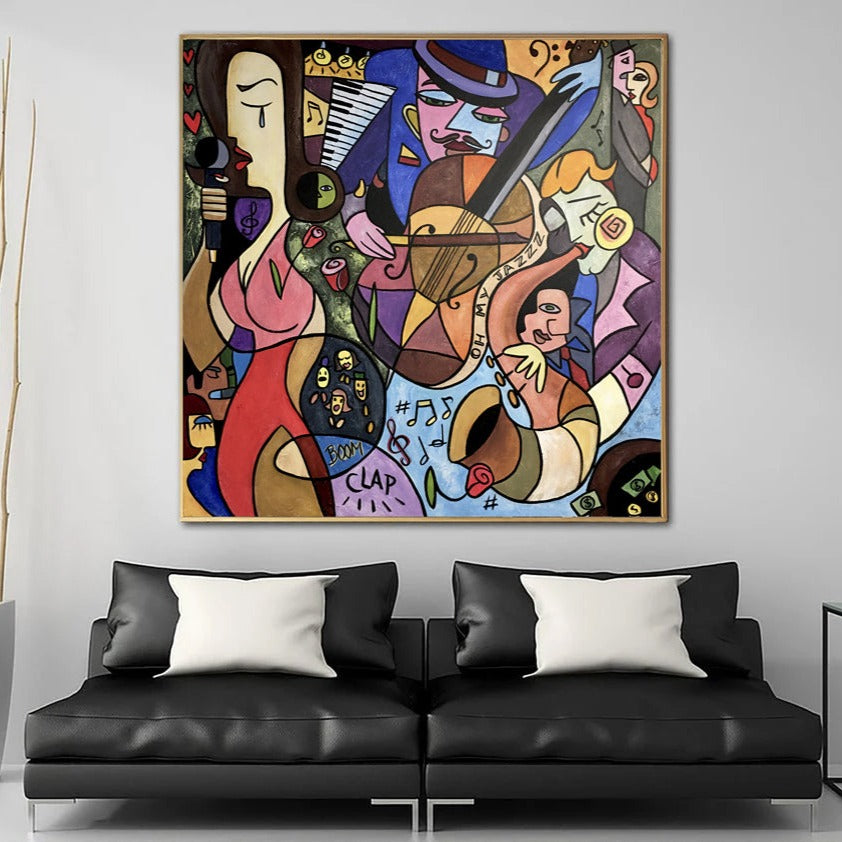 Picasso Style Wall Art Hand Painted Canvas Oil Painting Lovers Wall Art For  Home