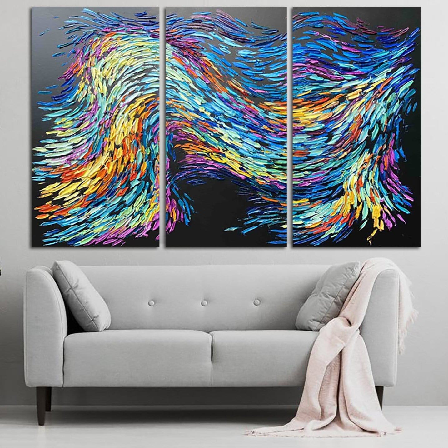 VIBES 3P 114"x261" | 3P 290x663 cm Stretched + White Frame