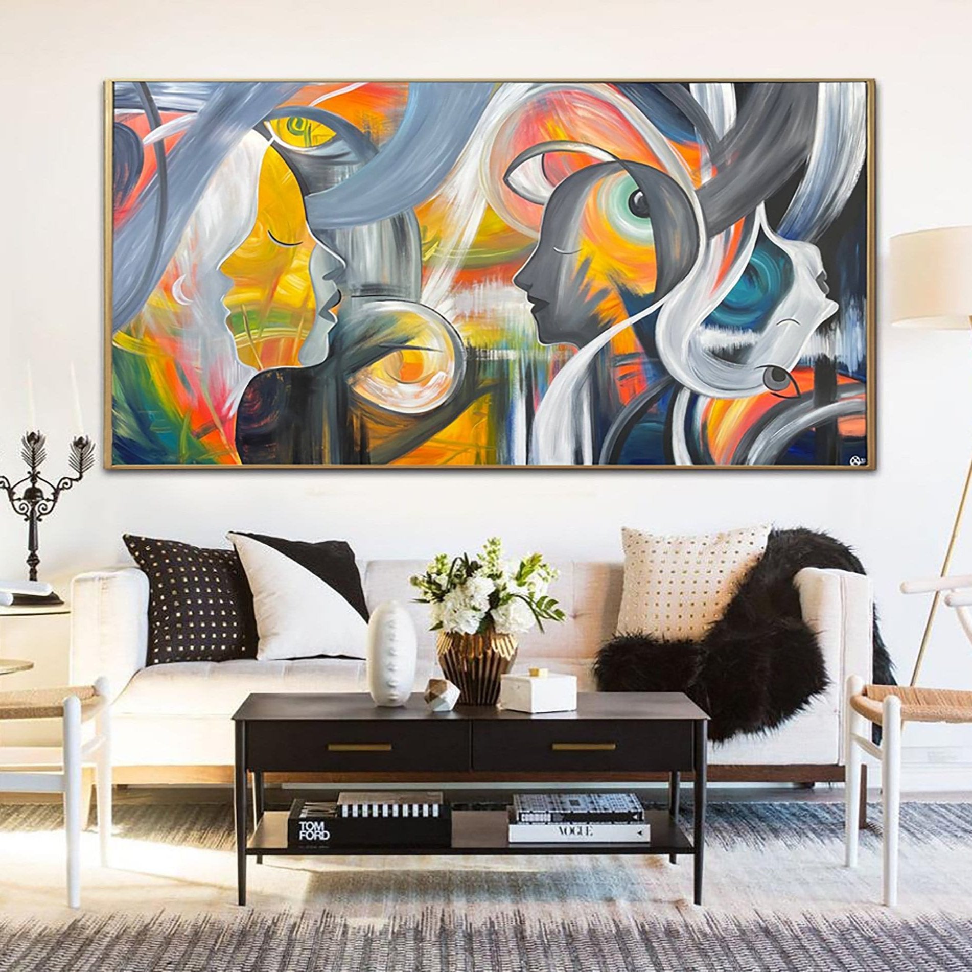 Bright abstract art SUN AND MOON