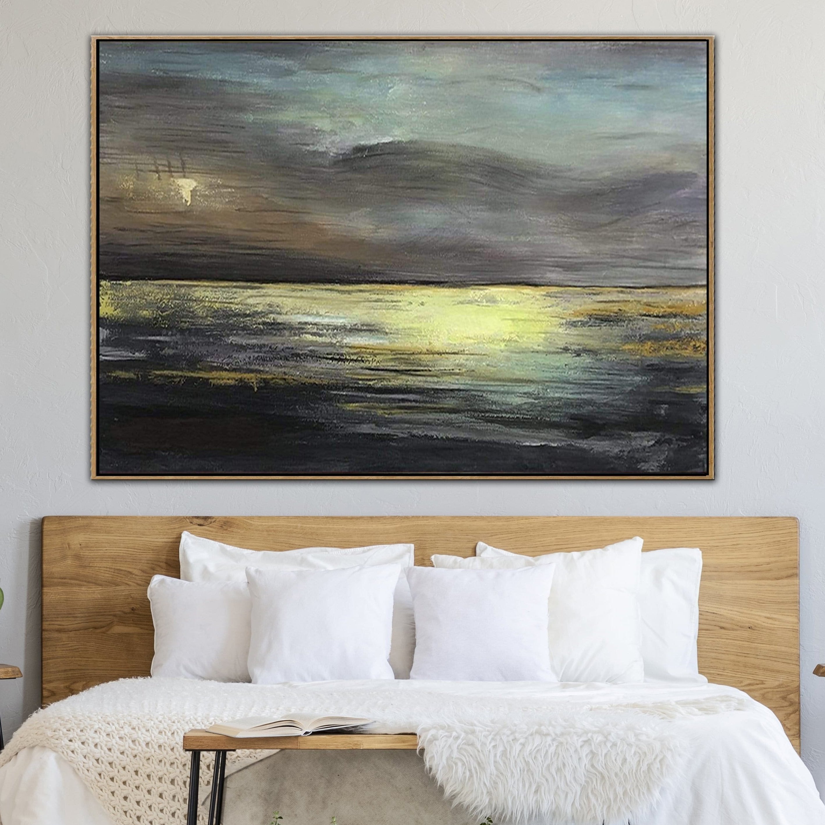 Abstract colorful landscape acrylic painting GOLDEN GLEAM