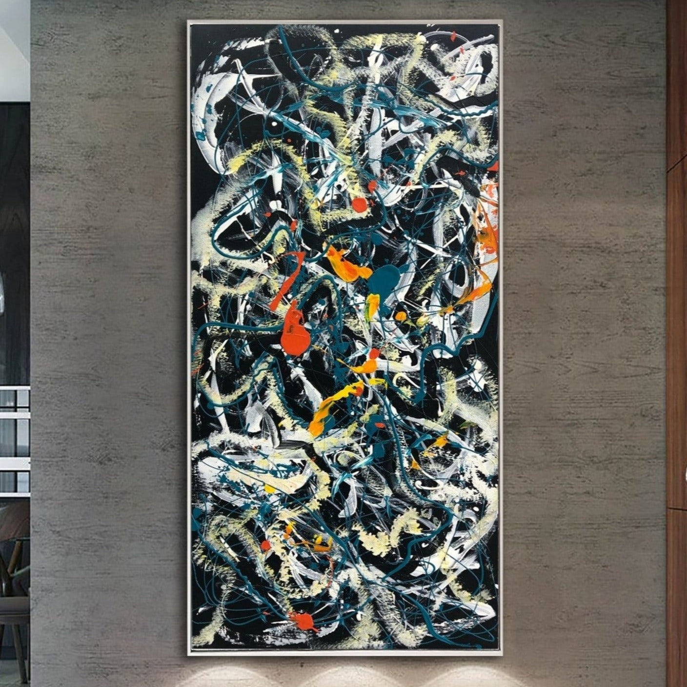 Contemporary chaotic art canvas WIRING WIND 36"x18" | 91x46 cm