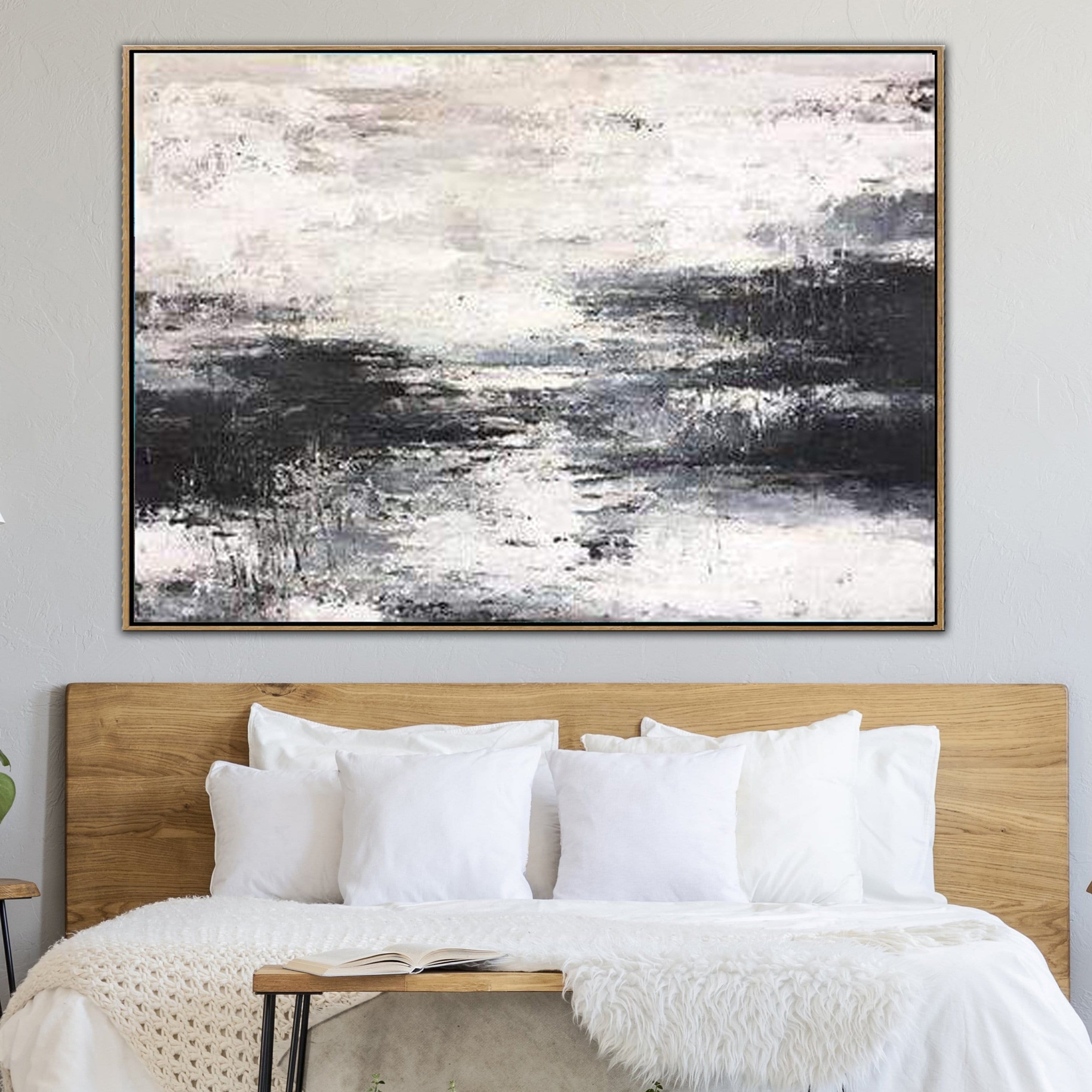 Modern neutral abstract minimalist art FOGGY MORNING