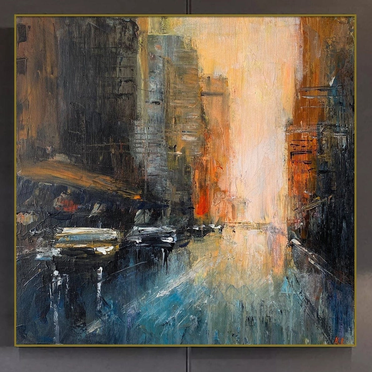 Abstract cityscape modern painting STREETS OF BROOKLYN