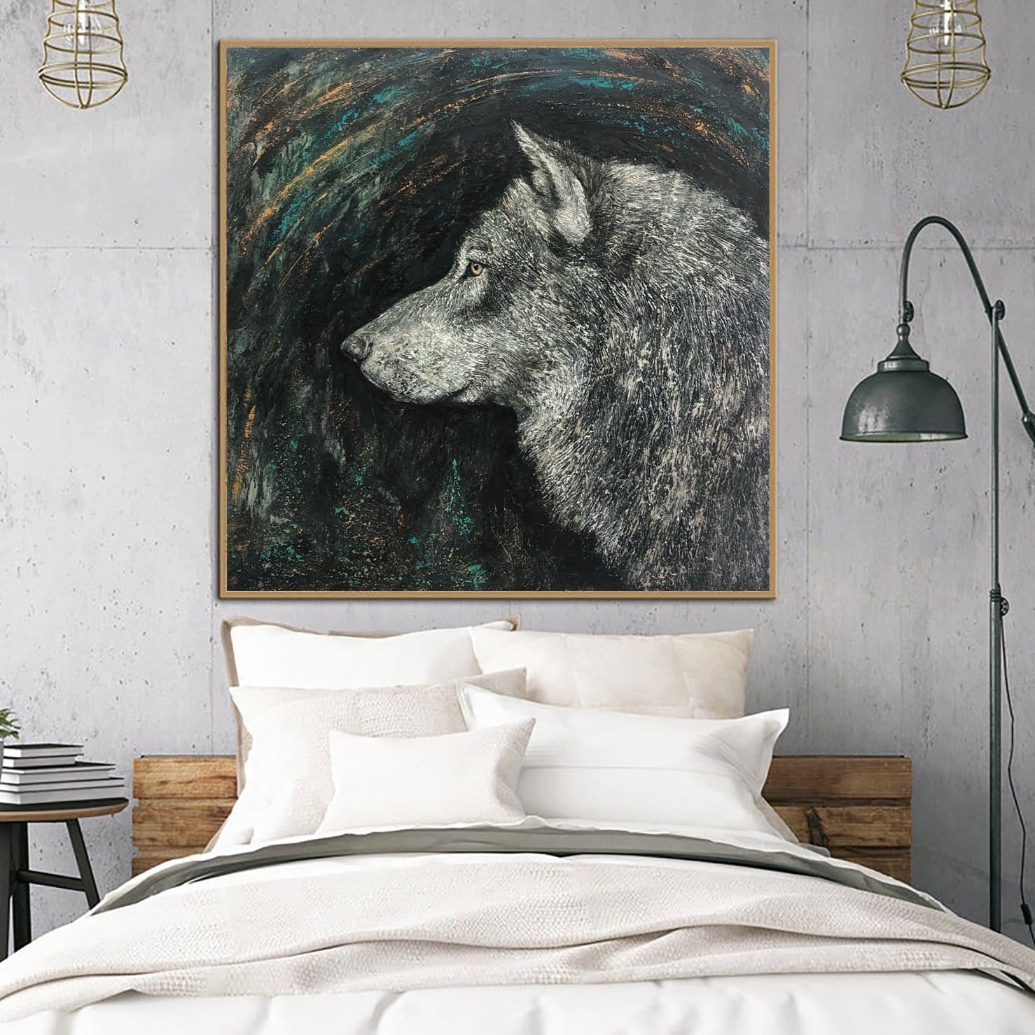 Abstract animal wildlife painting LONE PREDATOR