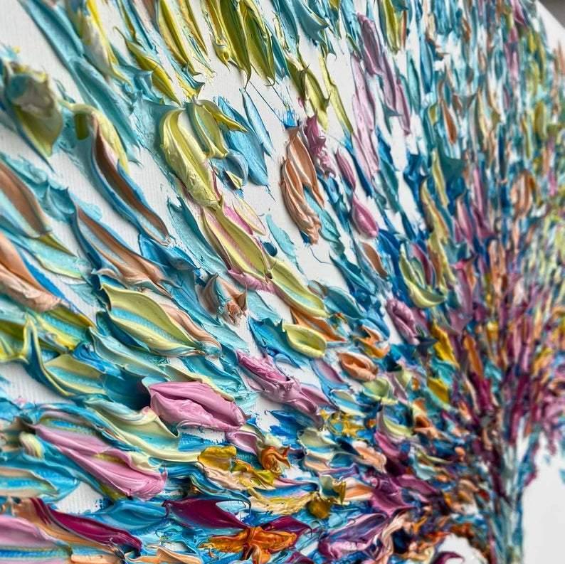 Impasto art painting acrylic TREE OF HAPPINESS