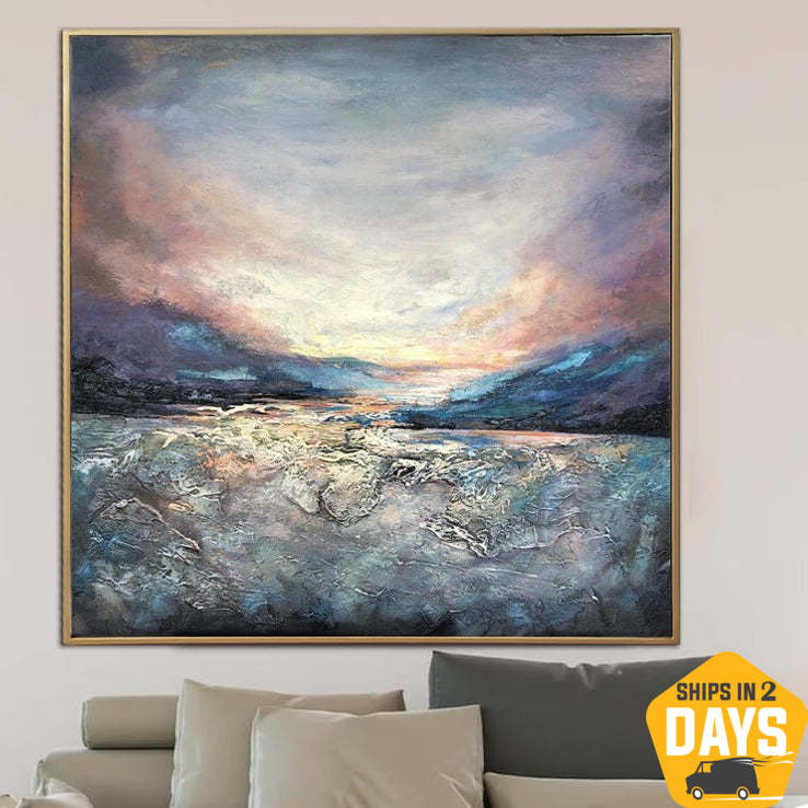 Large Original Colorful Painting on Canvas Abstract Waves Wall Art Hea