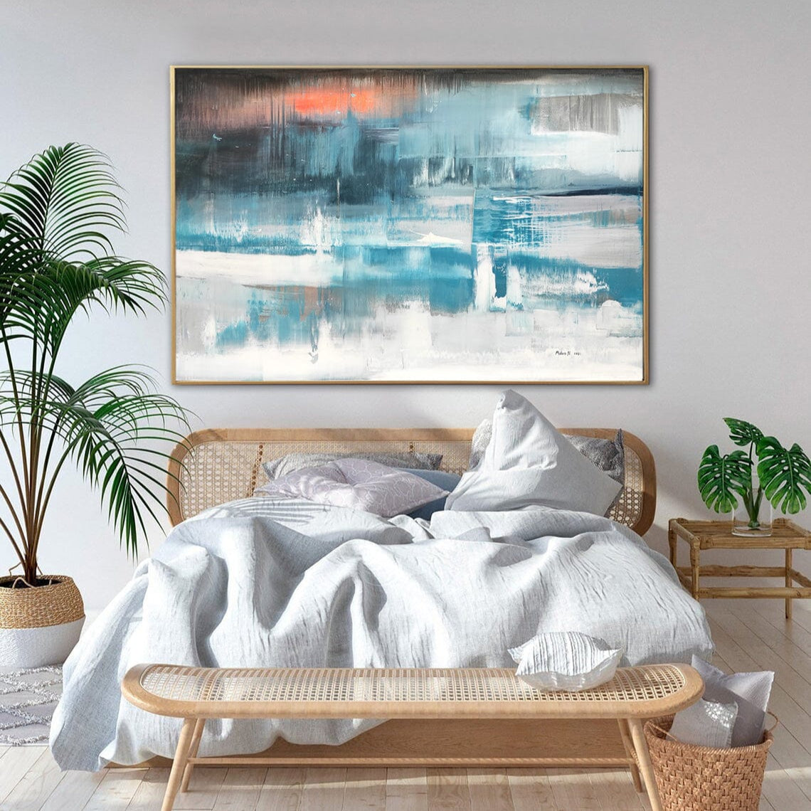 Framed abstract painting ASSOCIATION 137 39.37"x59"