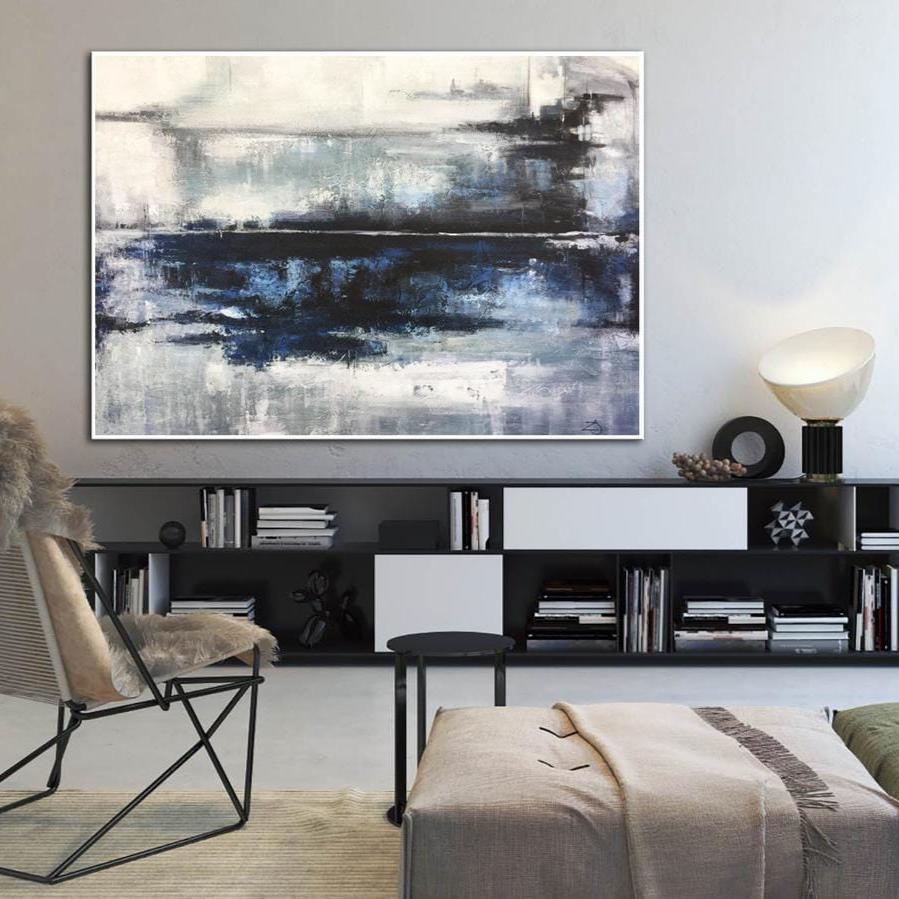 Dark blue abstract wall art WATER REFLECTION