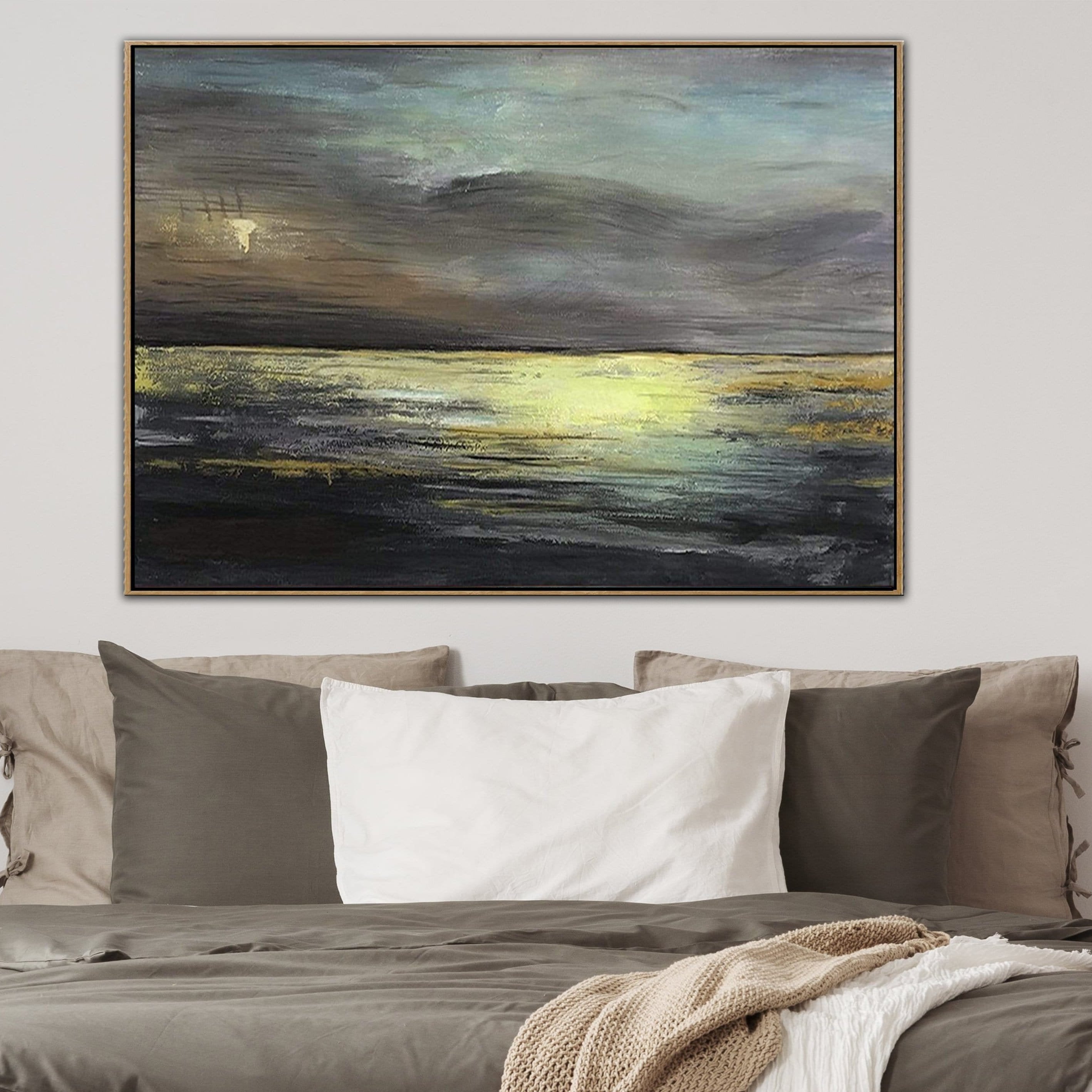 Abstract colorful landscape acrylic painting GOLDEN GLEAM