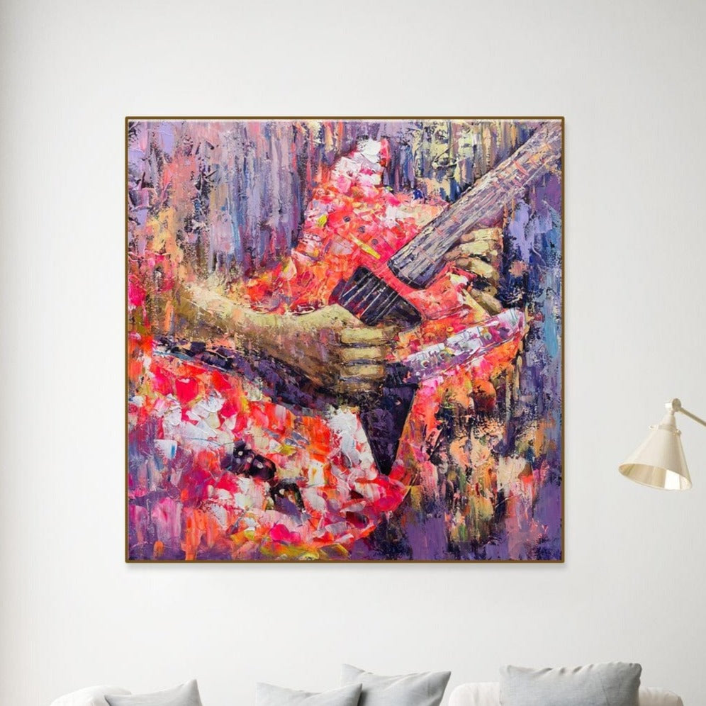 Abstract Guitar Colorful Oil Painting Canvas Print Wall Art